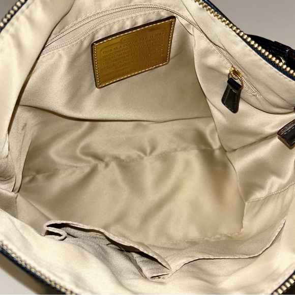 COACH Poppy Signature Purse 15525 Royal Blue Leather Gold - Picture 8 of 9